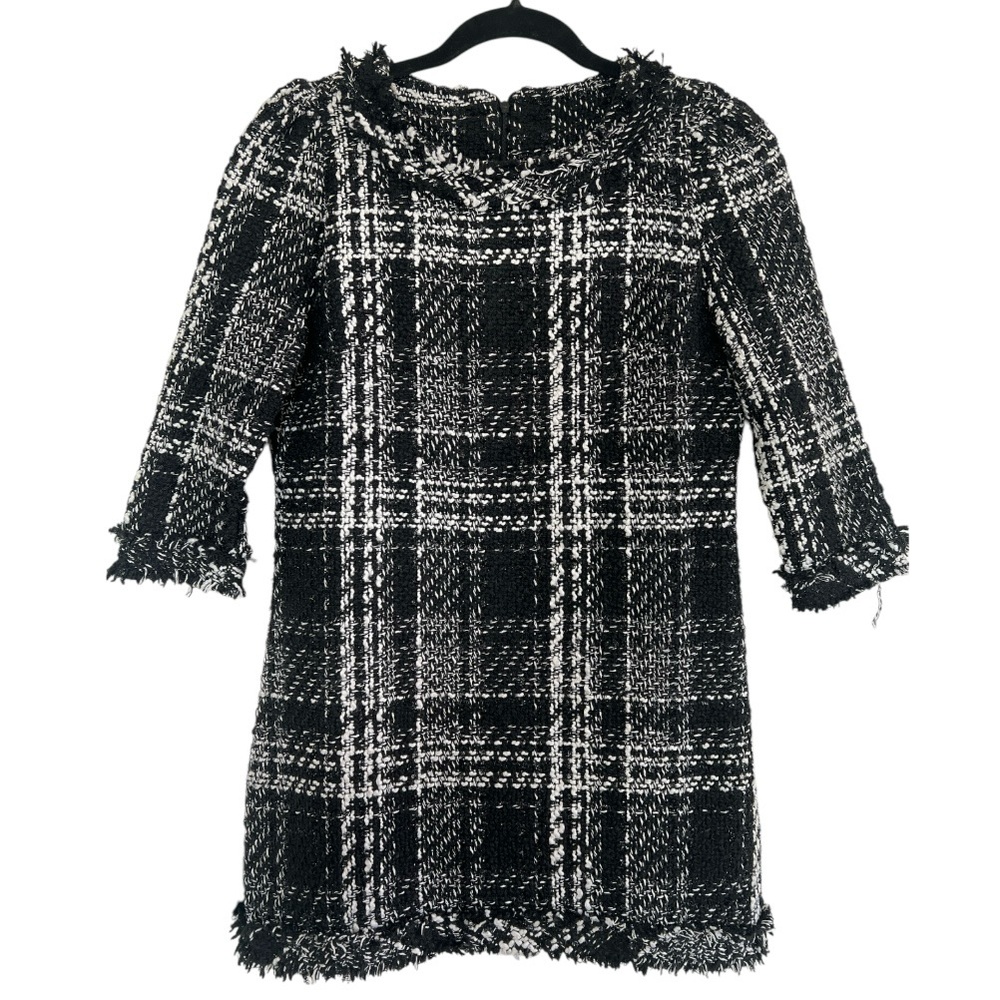 Chic Black and White Plaid Mini Dress